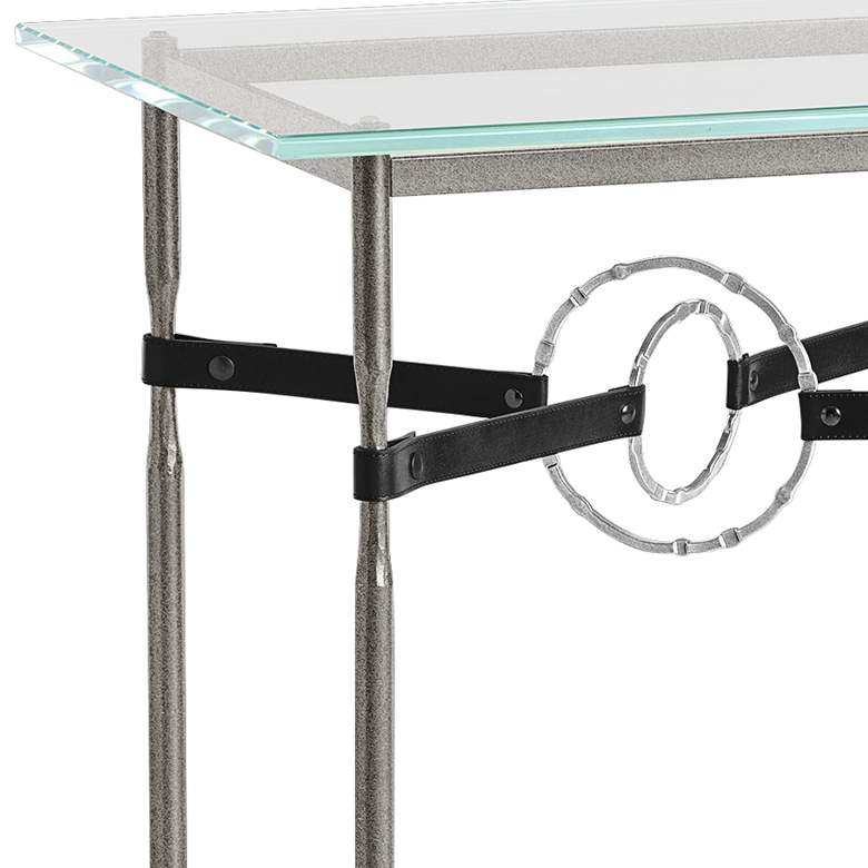 Equus 22 inch Wide Iron Side Table w/ Sterling Ring Black Strap more views