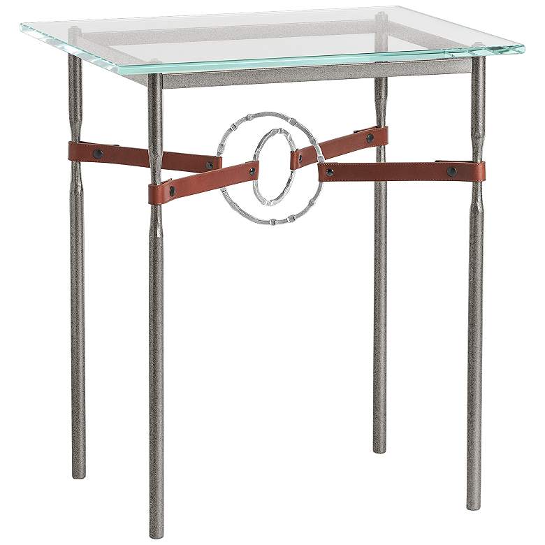 Image 1 Equus 22" Wide Iron Side Table w/ Sterling Ring Brown Strap