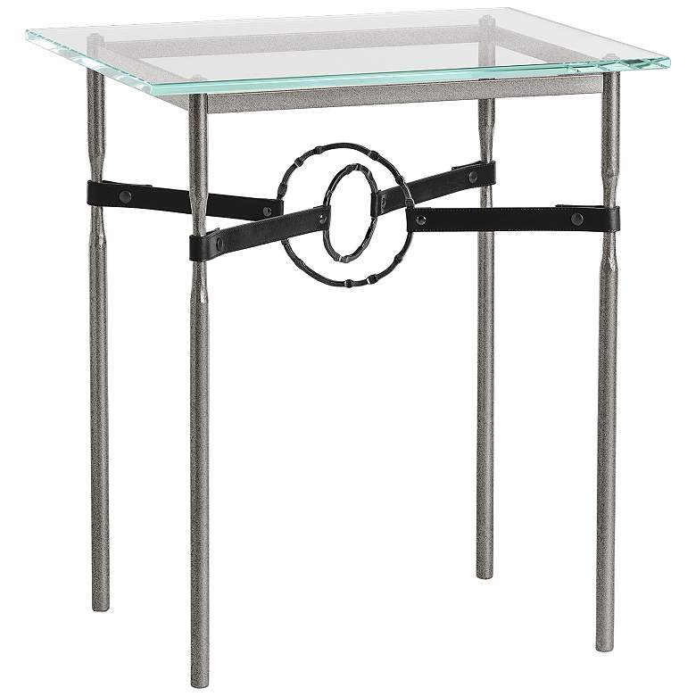 Equus 22 inch Wide Iron Side Table with Black Ring Black Strap