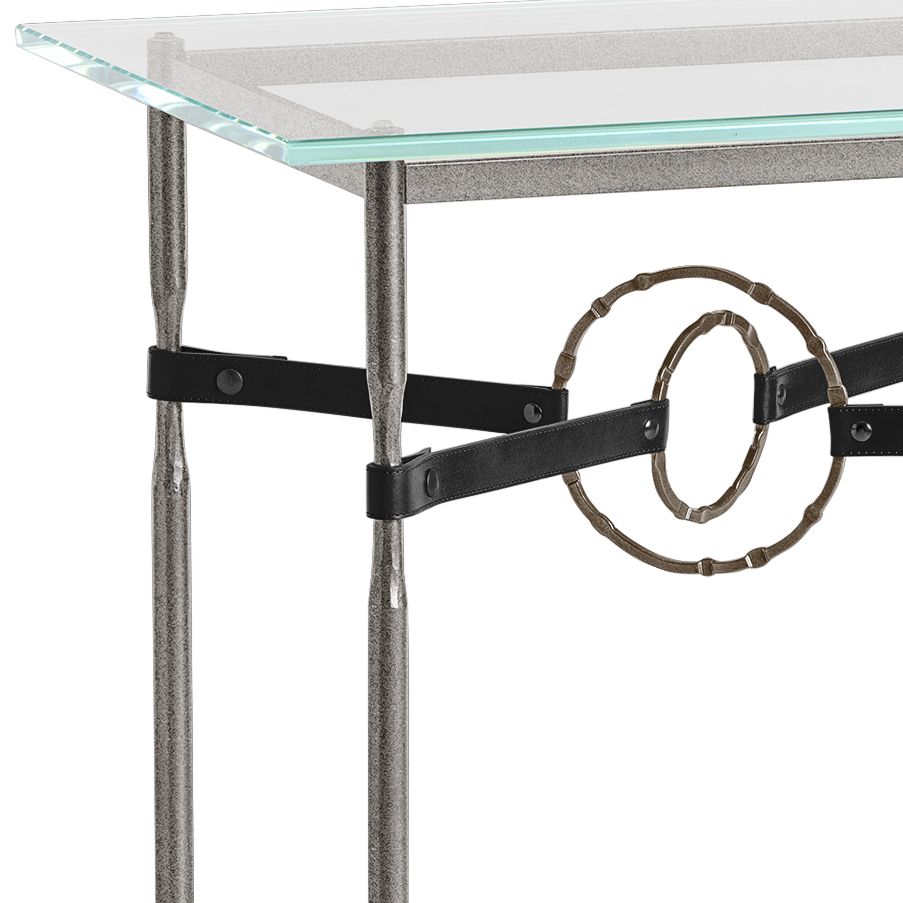 Image 2 Equus 22" Wide Iron Side Table with Bronze Ring Black Strap more views