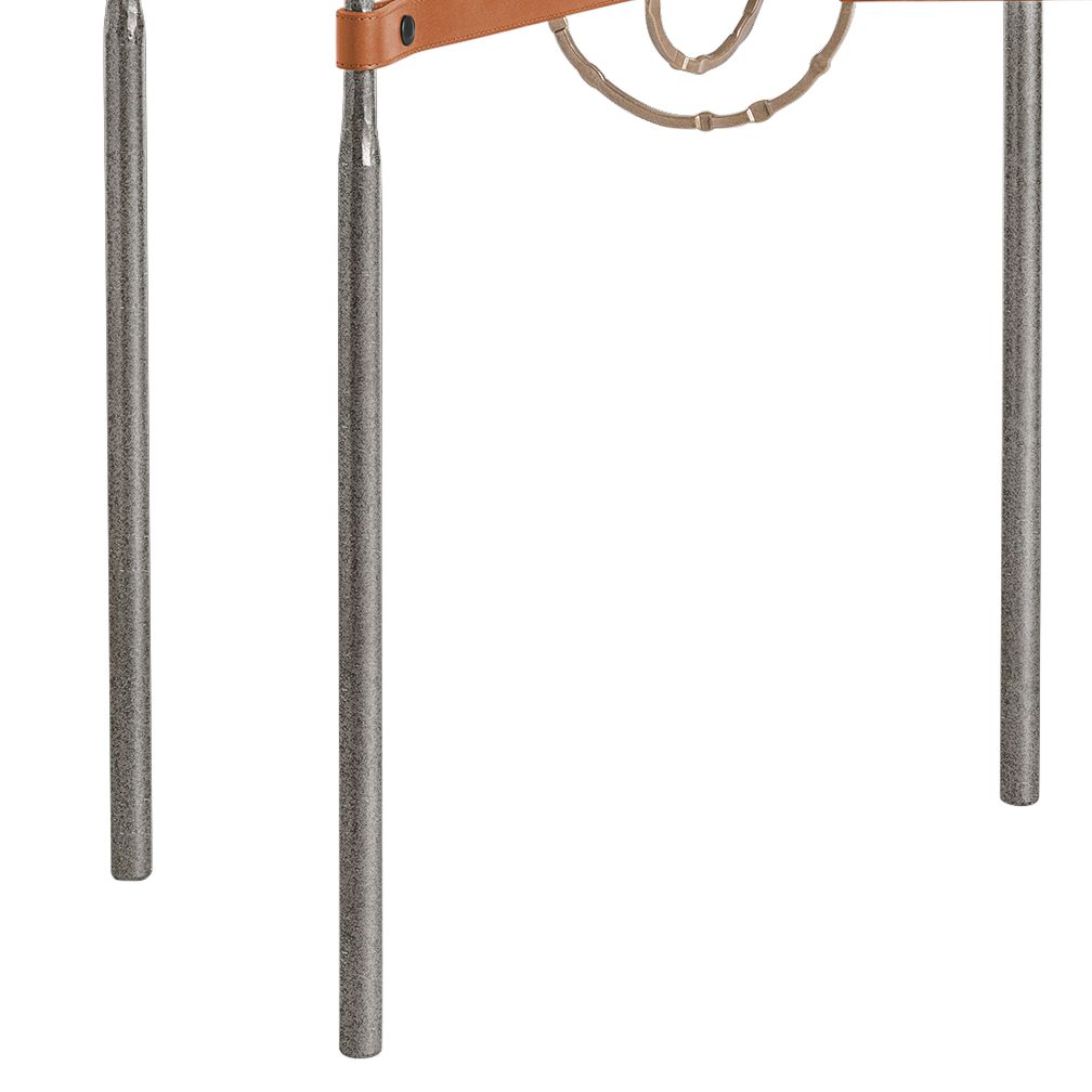 Image 3 Equus 22" Wide Iron Side Table with Gold Ring Chestnut Strap more views