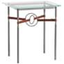 Equus 22" Wide Natural Iron Side Table with Ring Brown Strap