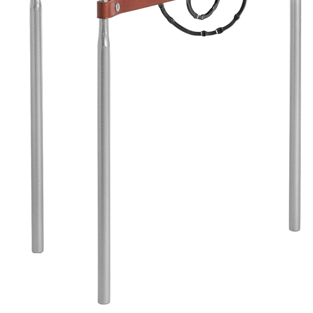 Image 3 Equus 22" Wide Platinum Side Table w/ Black Ring Brown Strap more views