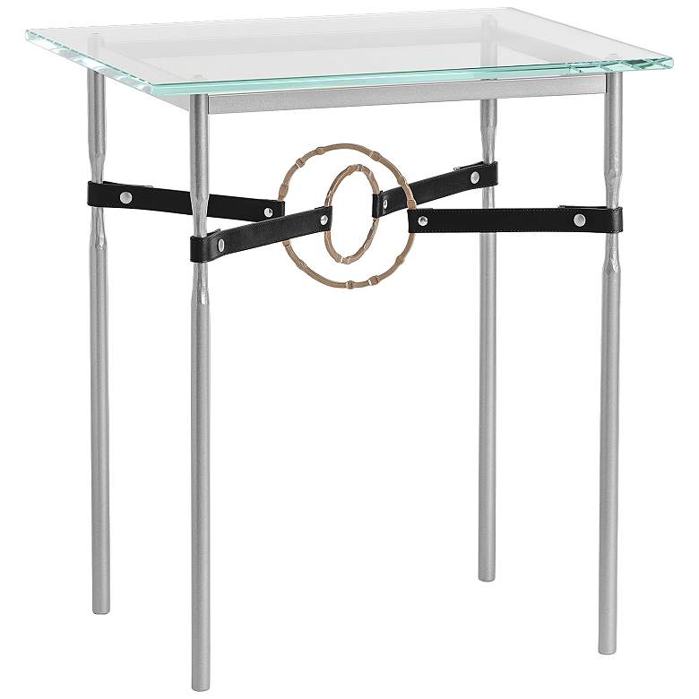 Image 1 Equus 22" Wide Platinum Side Table w/ Gold Ring Black Strap