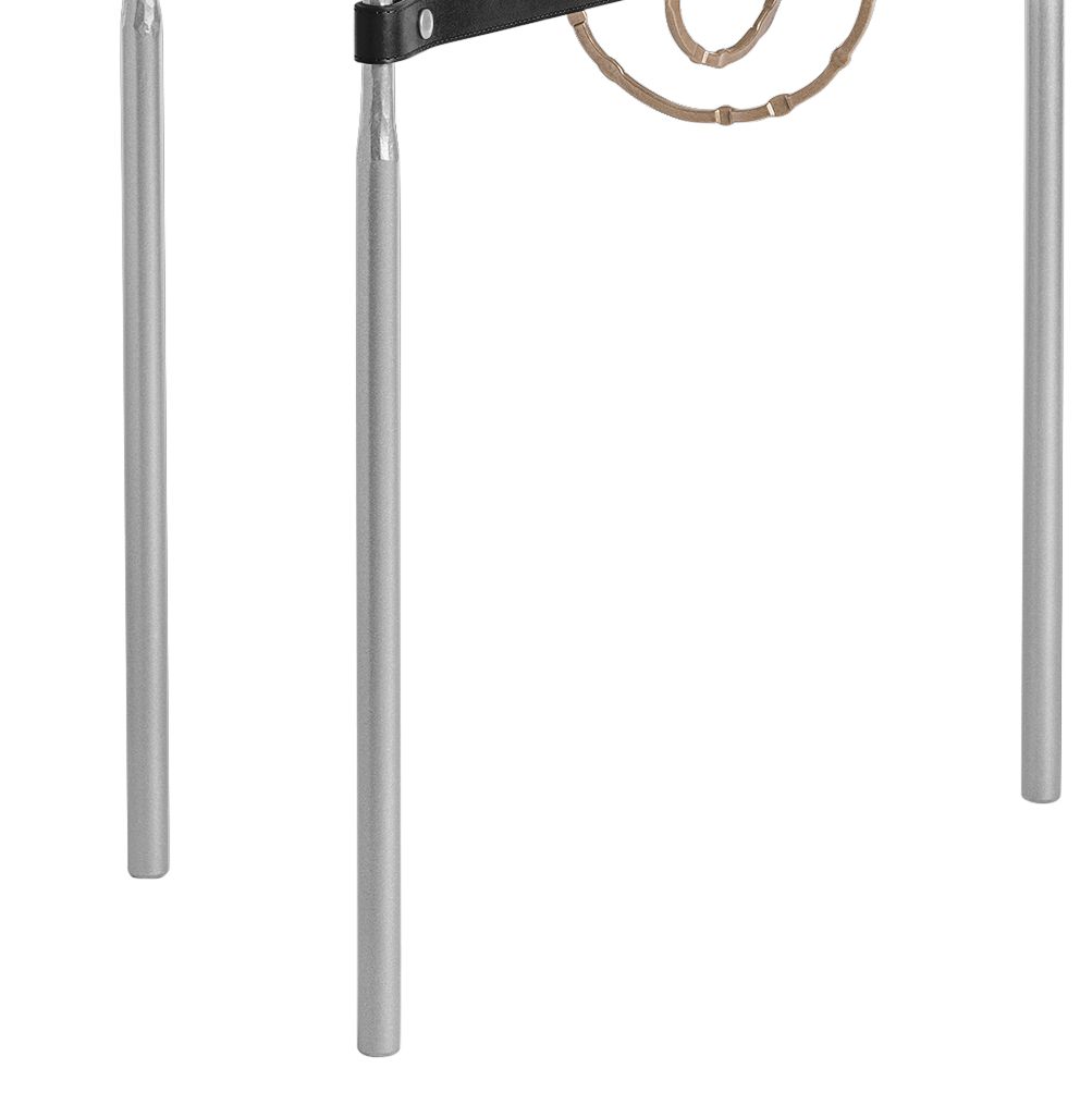 Image 3 Equus 22" Wide Platinum Side Table w/ Gold Ring Black Strap more views