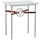 Equus 22" Wide Platinum Side Table w/ Gold Ring Brown Strap