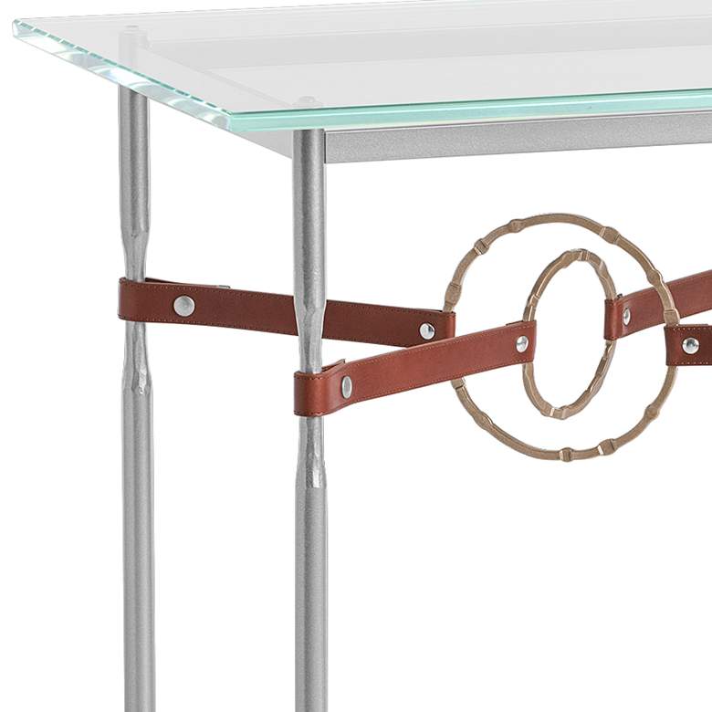 Equus 22 inch Wide Platinum Side Table w/ Gold Ring Brown Strap more views