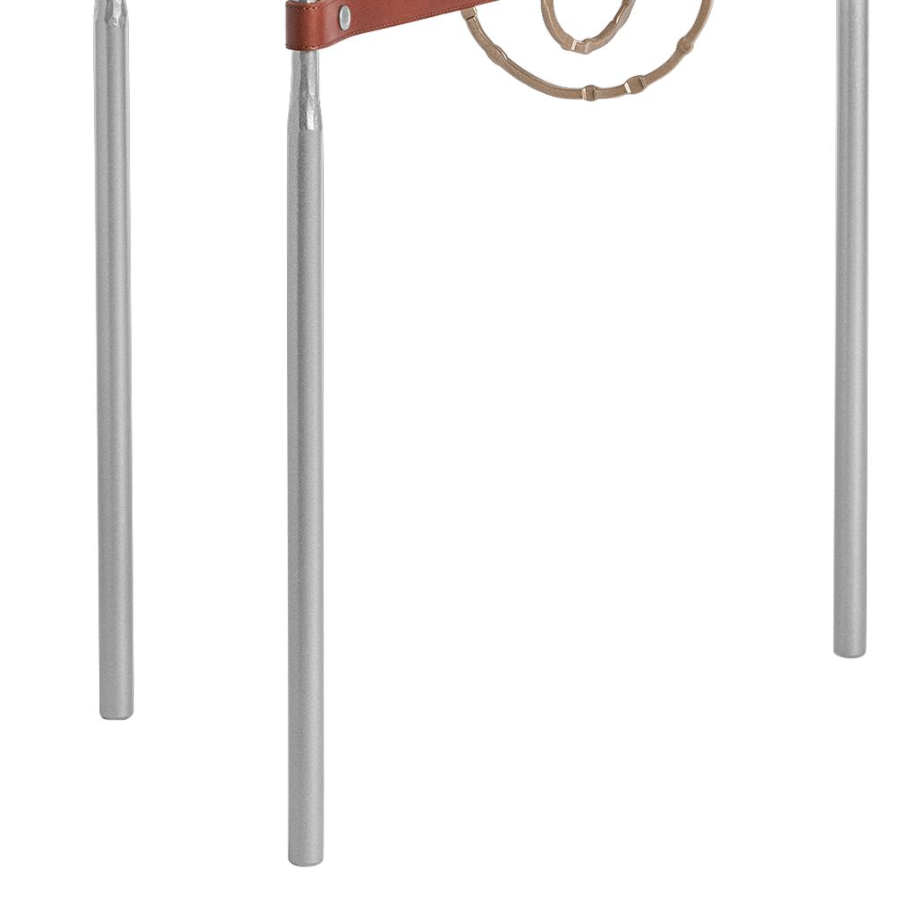 Image 3 Equus 22" Wide Platinum Side Table w/ Gold Ring Brown Strap more views