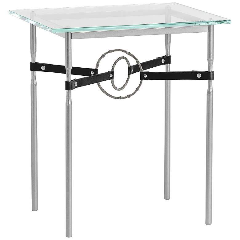 Image 1 Equus 22" Wide Platinum Side Table w/ Iron Ring Black Strap