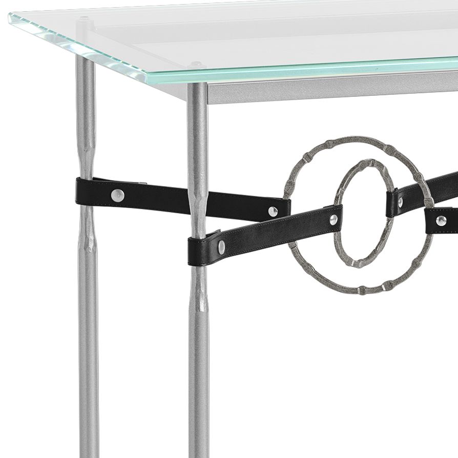 Image 2 Equus 22" Wide Platinum Side Table w/ Iron Ring Black Strap more views