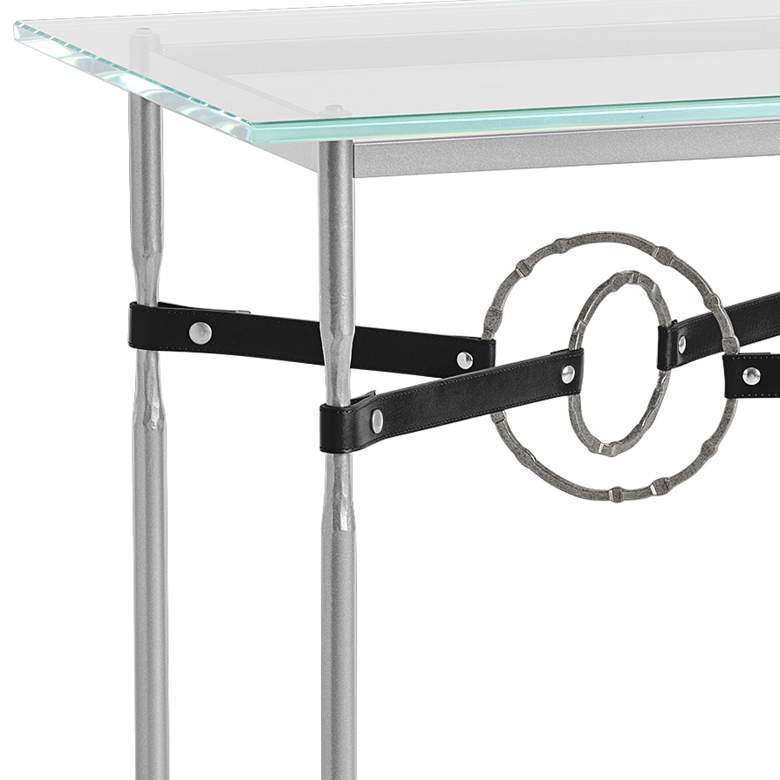 Equus 22 inch Wide Platinum Side Table w/ Iron Ring Black Strap more views