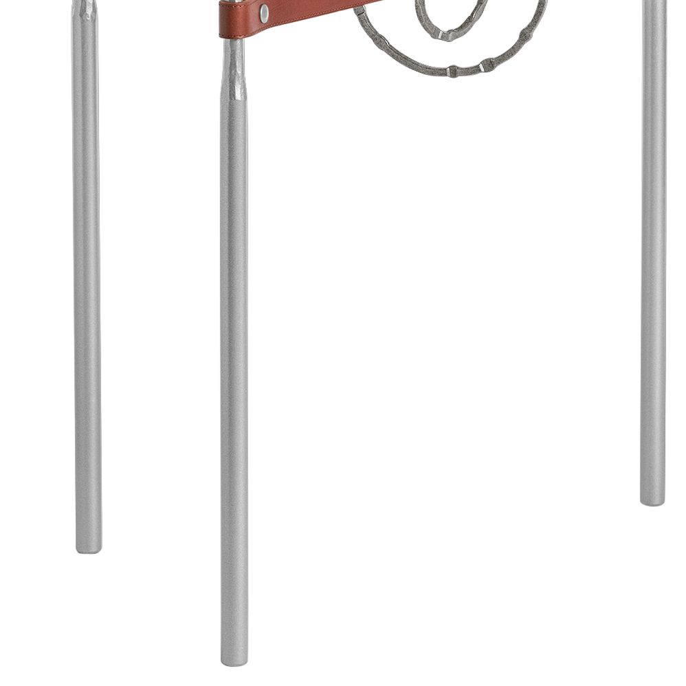 Image 3 Equus 22" Wide Platinum Side Table w/ Iron Ring Brown Strap more views