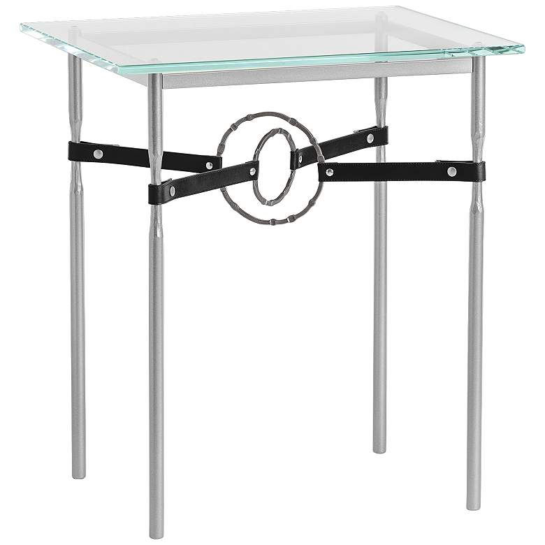 Image 1 Equus 22 inch Wide Platinum Side Table w/ Smoke Ring Black Strap