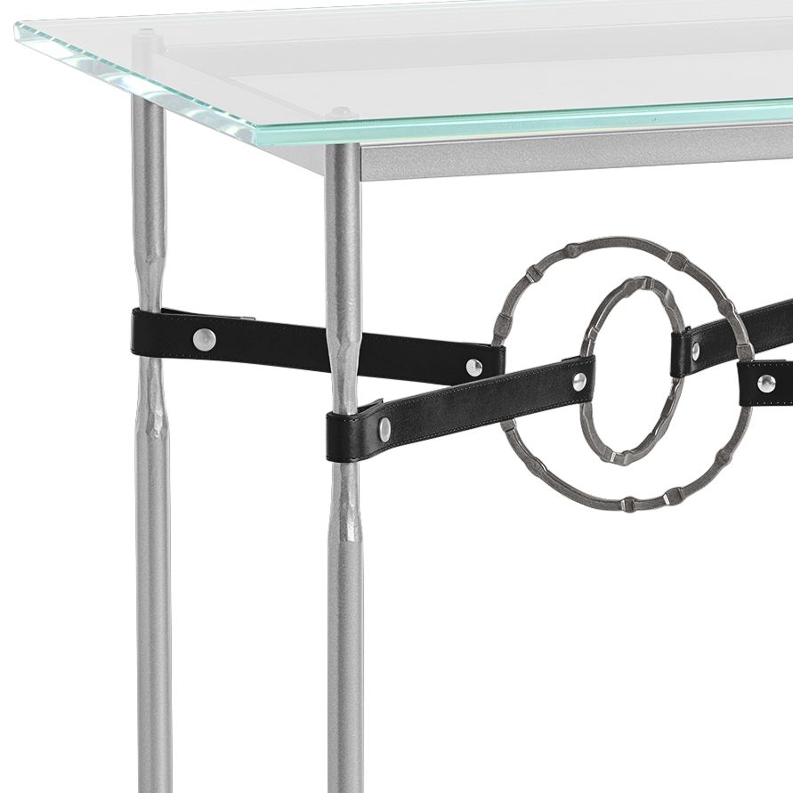 Image 2 Equus 22" Wide Platinum Side Table w/ Smoke Ring Black Strap more views