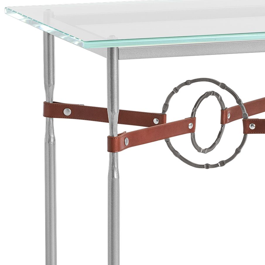 Image 2 Equus 22" Wide Platinum Side Table w/ Smoke Ring Brown Strap more views