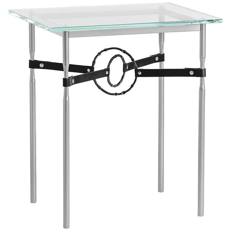 Equus 22&quot; Wide Platinum Side Table with Black Ring and Strap