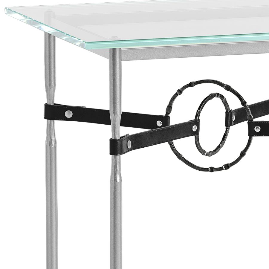 Image 2 Equus 22" Wide Platinum Side Table with Black Ring and Strap more views