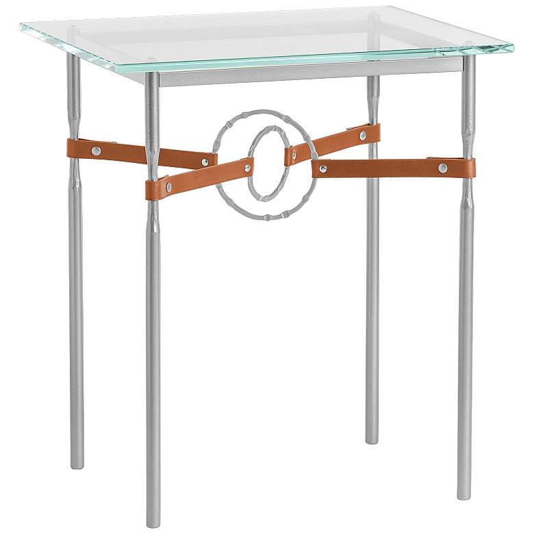 Equus 22&quot; Wide Platinum Side Table with Ring Chestnut Strap