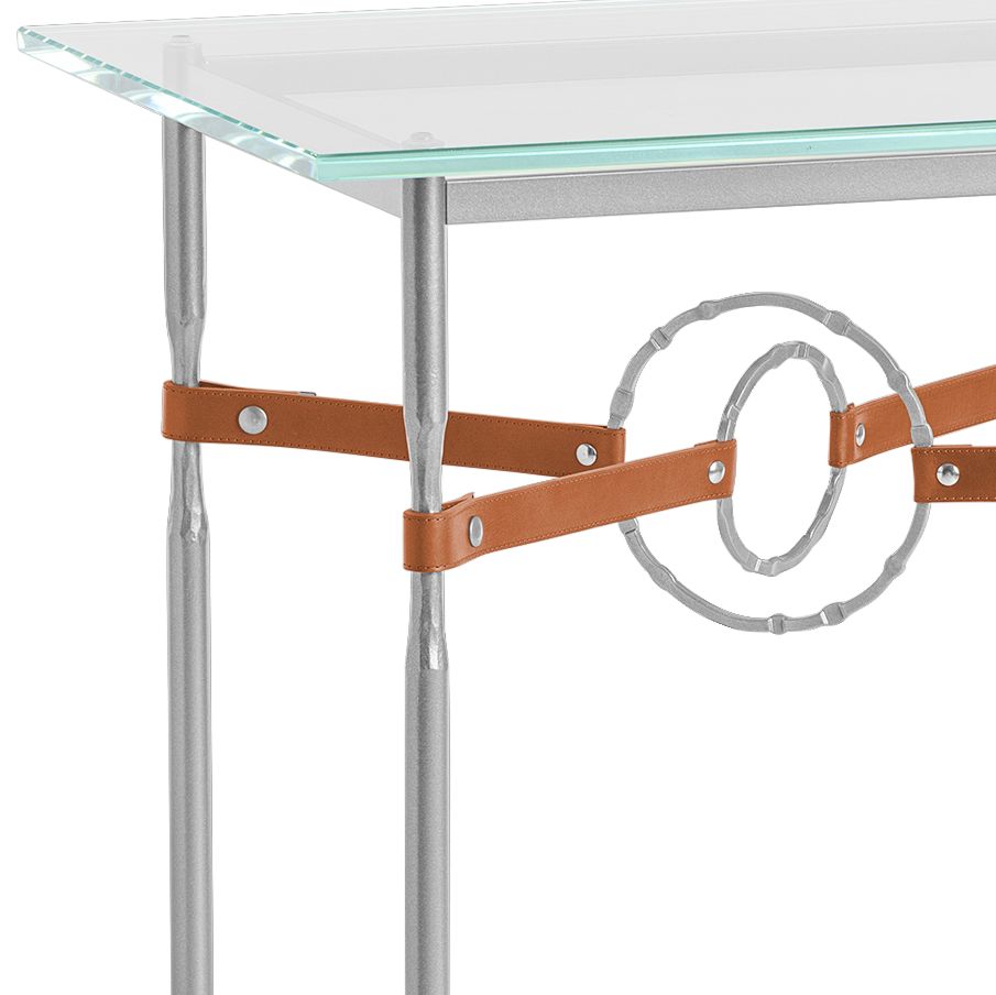 Image 2 Equus 22" Wide Platinum Side Table with Ring Chestnut Strap more views