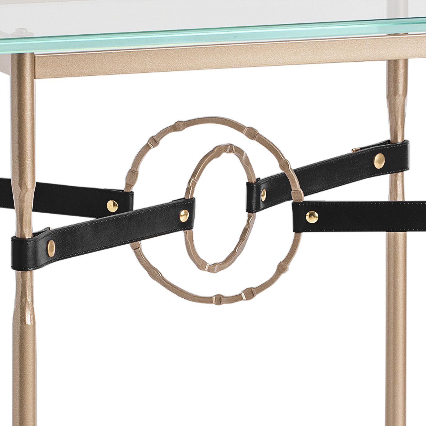 Image 3 Equus 22" Wide Soft Gold with Black Straps Side Table more views