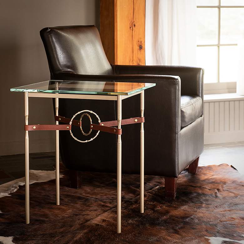 Image 1 Equus 22" Wide Soft Gold with Brown Straps Side Table