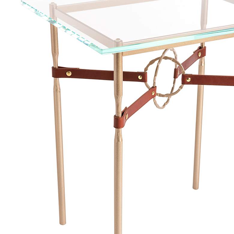 Equus 22 inch Wide Soft Gold with Brown Straps Side Table more views