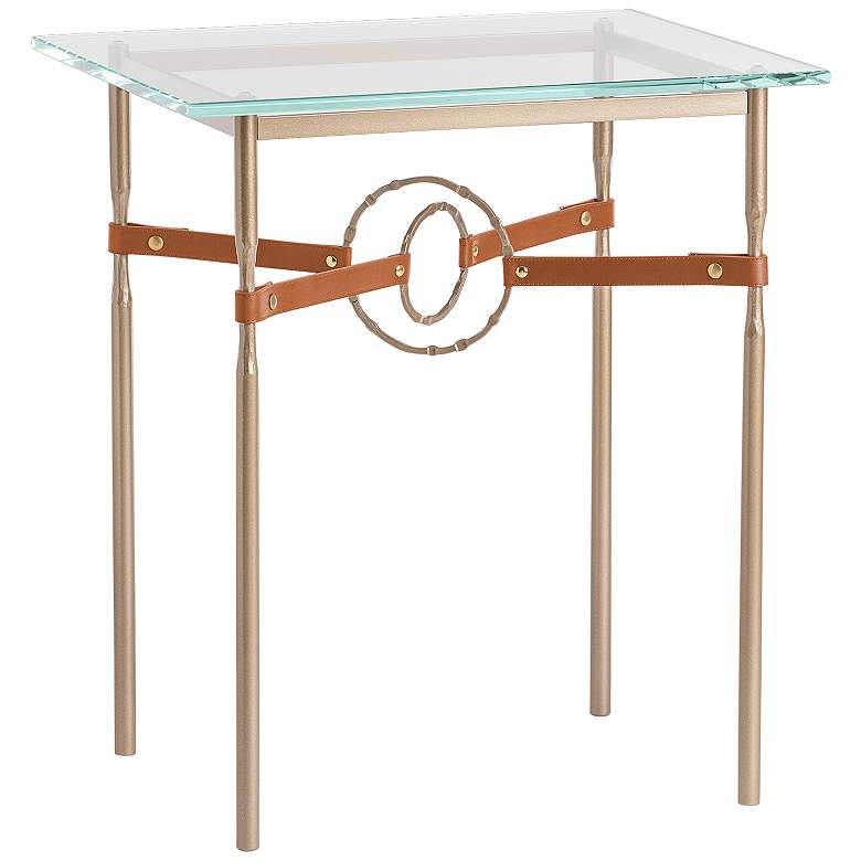 Image 1 Equus 22" Wide Soft Gold with Chestnut Straps Side Table