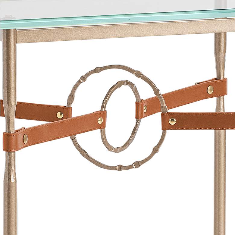Equus 22 inch Wide Soft Gold with Chestnut Straps Side Table more views
