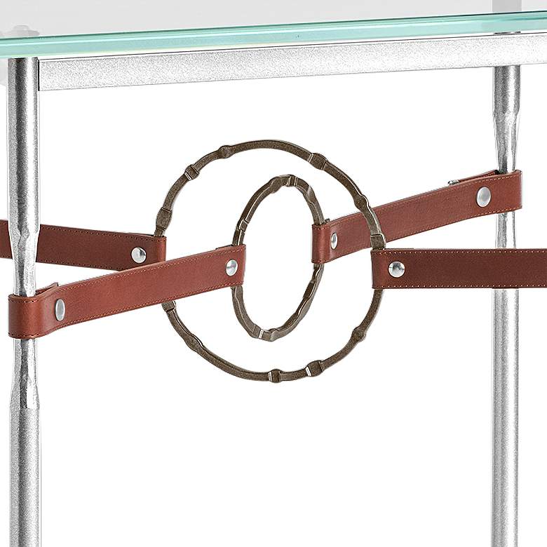 Equus 22 inch Wide Sterling Brown Straps Bronze Rings Side Table more views