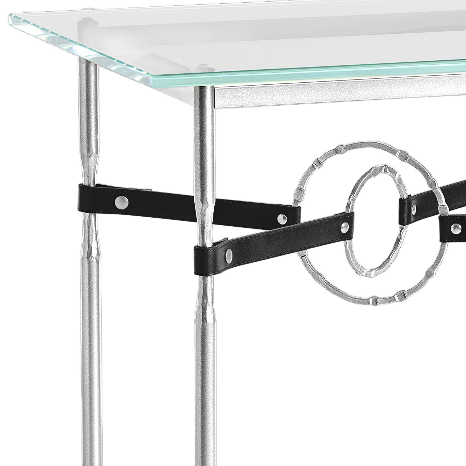 Image 2 Equus 22" Wide Sterling with Black Straps Side Table more views