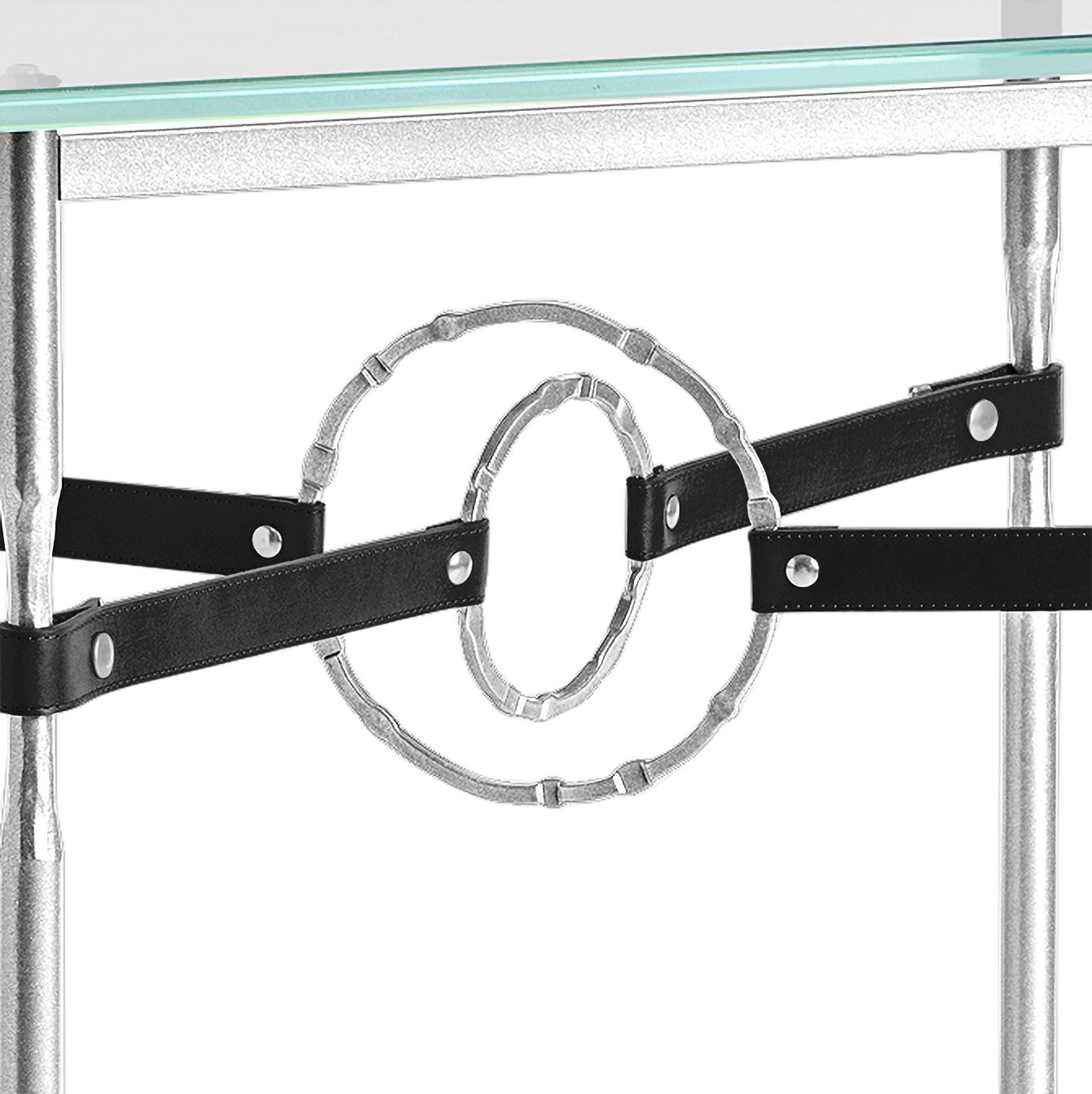 Image 3 Equus 22" Wide Sterling with Black Straps Side Table more views