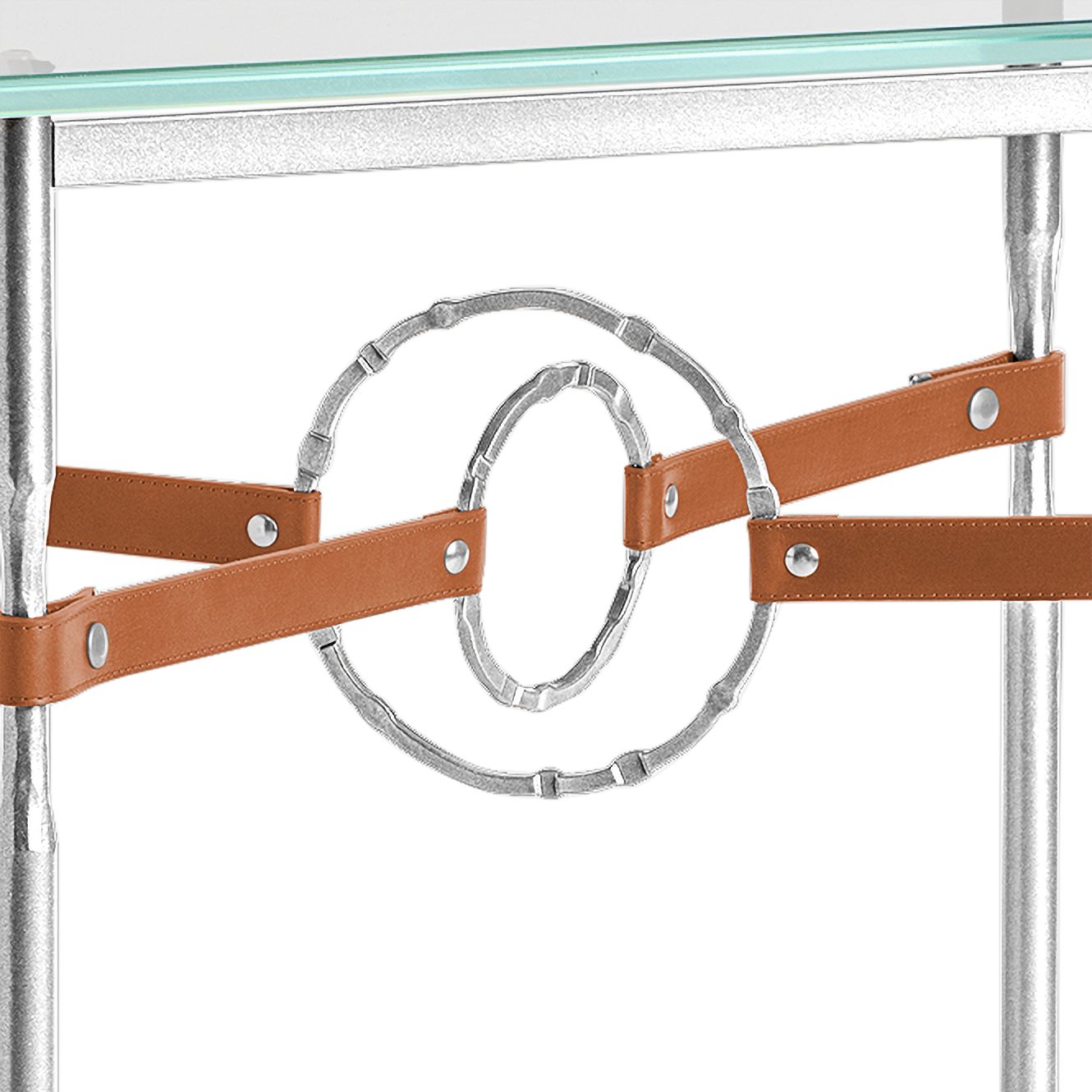 Image 3 Equus 22" Wide Sterling with Chestnut Straps Side Table more views