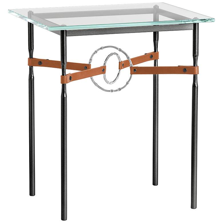 Equus 22&quot;W Black Side Table w/ Sterling Ring Chestnut Strap