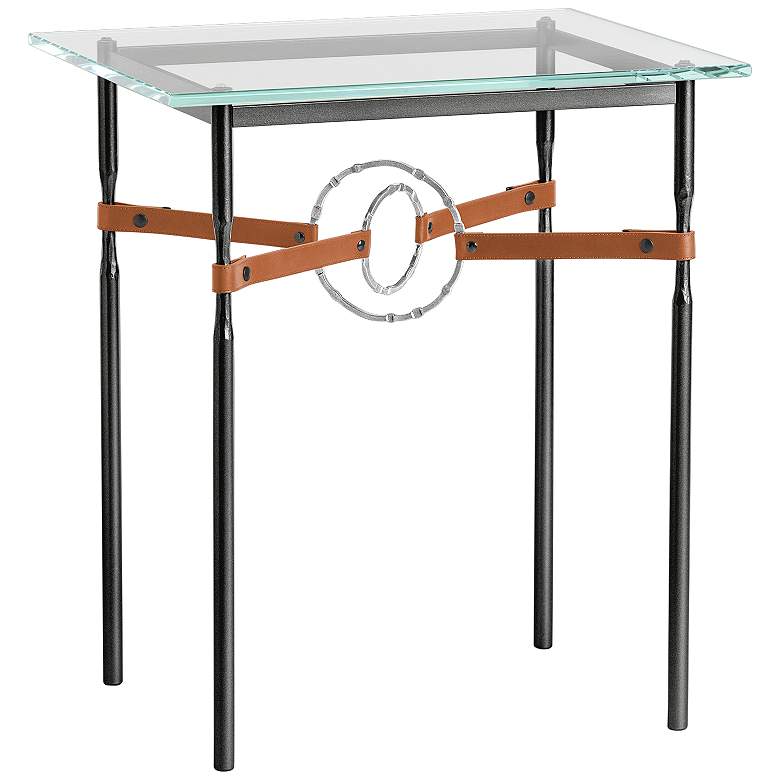 Image 1 Equus 22"W Black Side Table w/ Sterling Ring Chestnut Strap