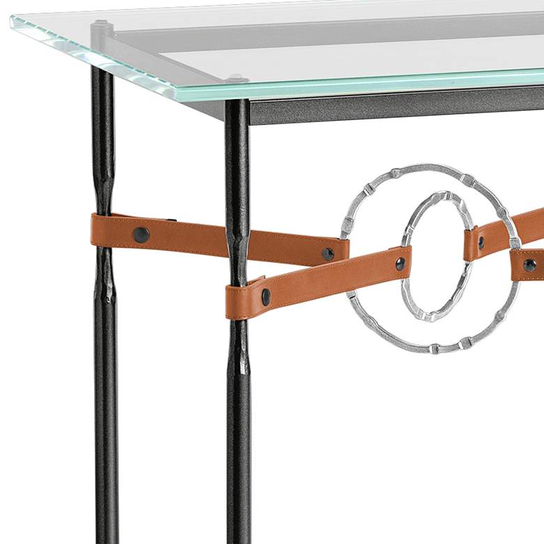 Image 2 Equus 22"W Black Side Table w/ Sterling Ring Chestnut Strap more views