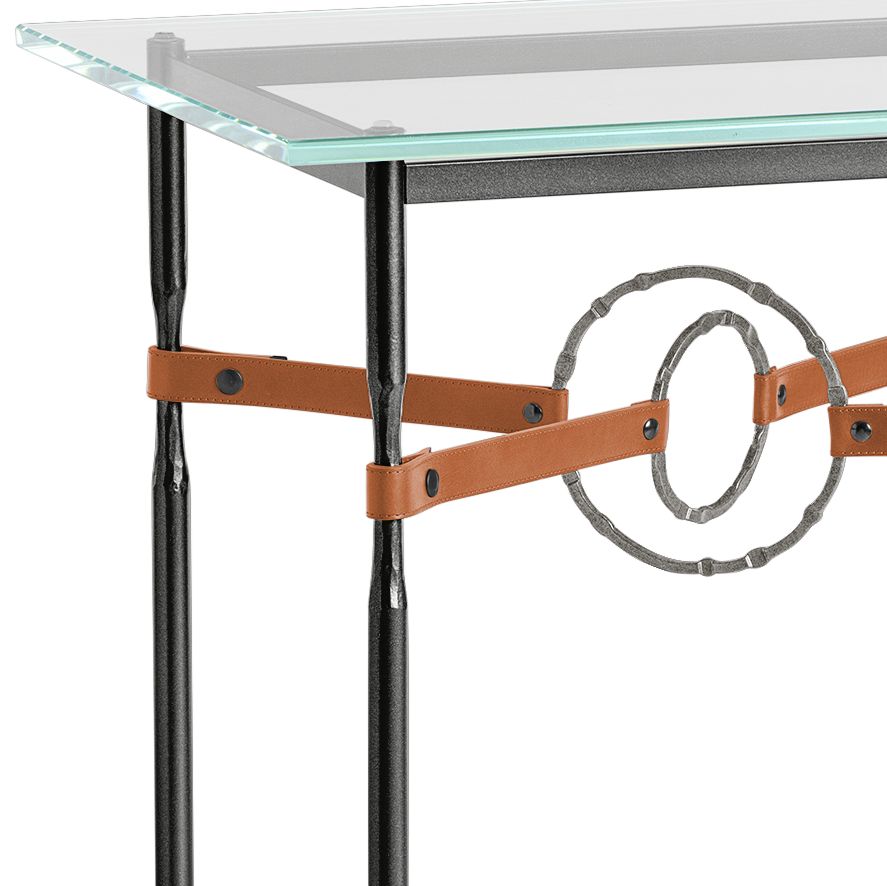 Image 2 Equus 22"W Black Side Table with Natural Ring Chestnut Strap more views