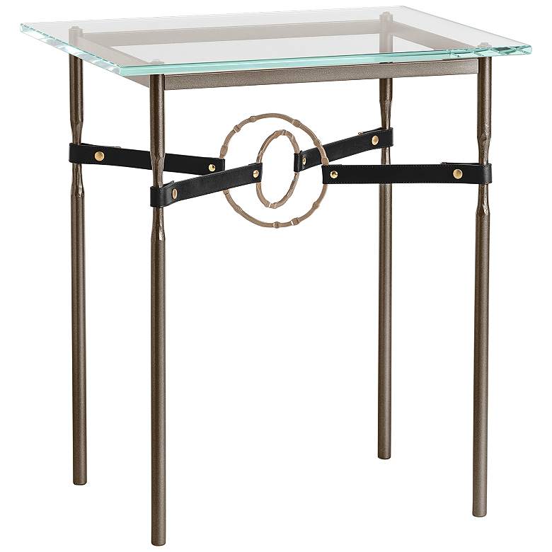 Equus 22 inchW Bronze Black Straps w/ Soft Gold Rings Side Table