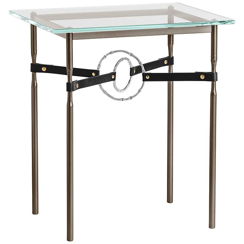 Equus 22&quot;W Bronze Black Straps w/ Sterling Rings Side Table