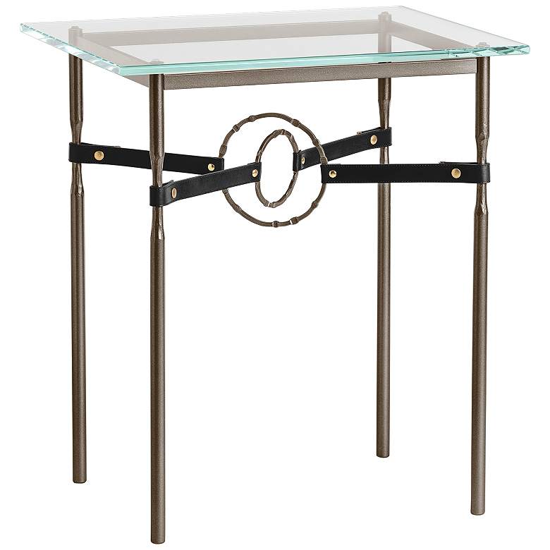 Equus 22&quot;W Bronze Black Straps with Bronze Rings Side Table