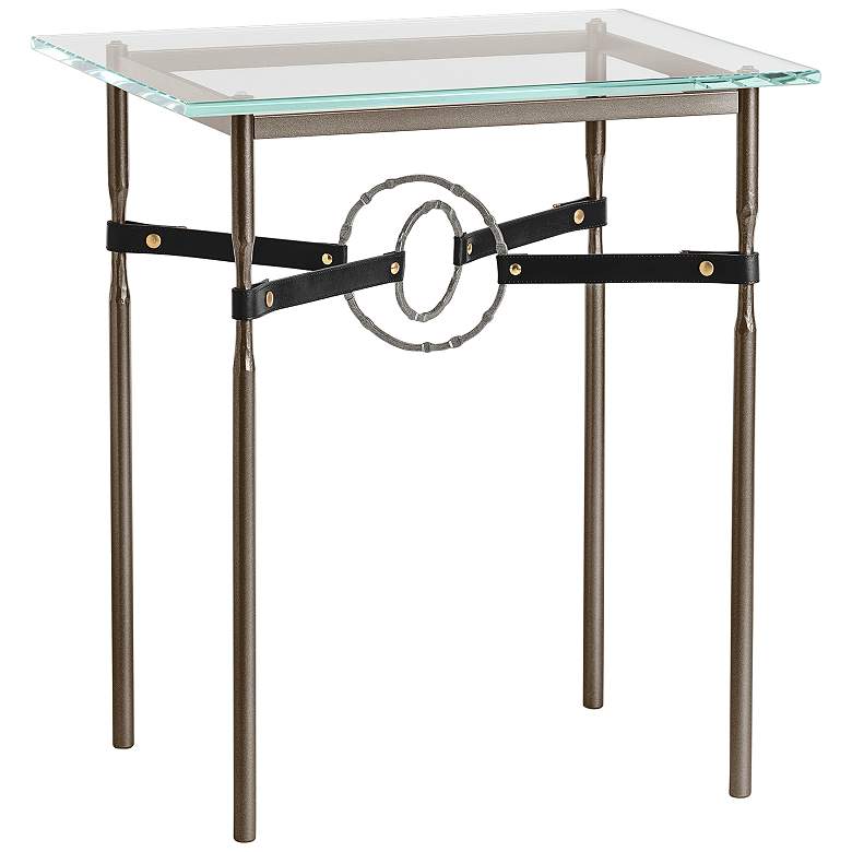 Image 1 Equus 22 inchW Bronze Black Straps with Iron Rings Side Table