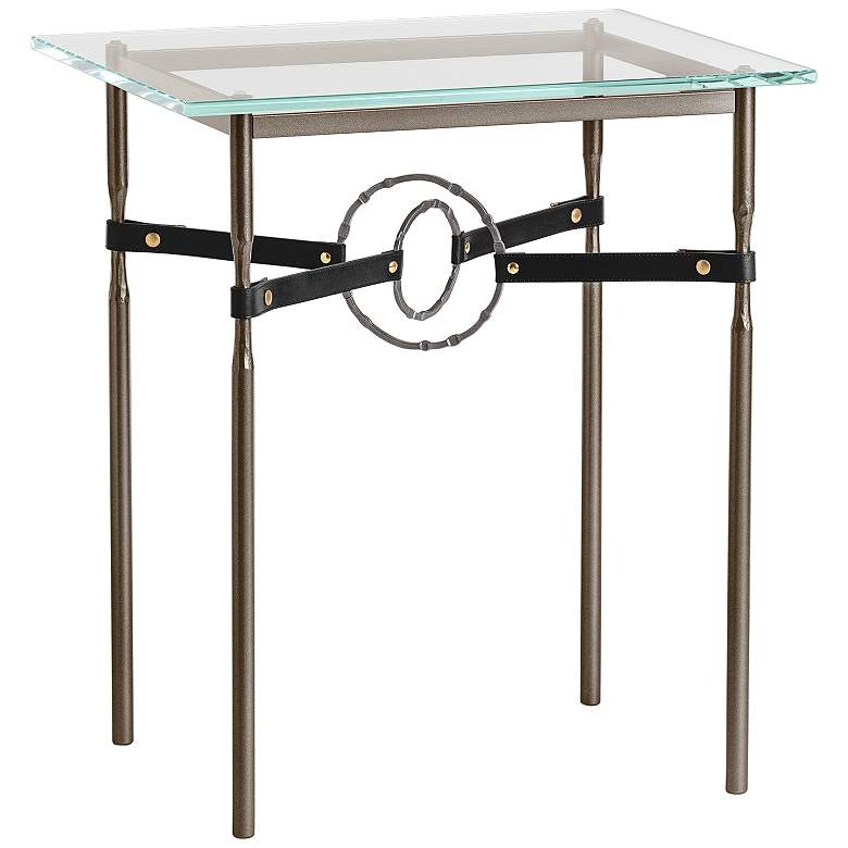 Equus 22&quot;W Bronze Black Straps with Smoke Rings Side Table