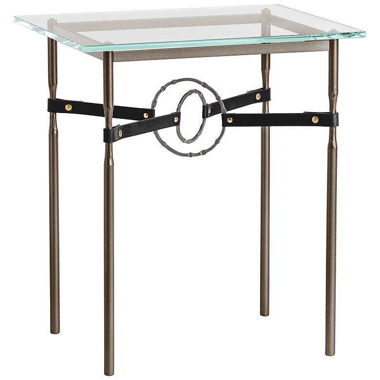 Image 1 Equus 22 inchW Bronze Black Straps with Smoke Rings Side Table