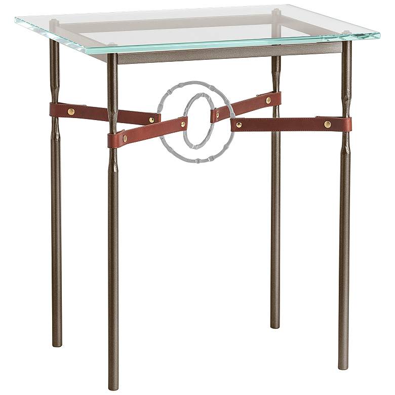 Image 1 Equus 22 inchW Bronze Brown Straps w/ Platinum Rings Side Table
