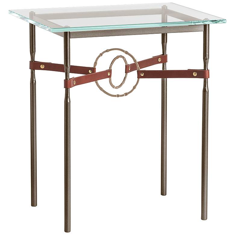 Equus 22&quot;W Bronze Brown Straps w/ Soft Gold Rings Side Table