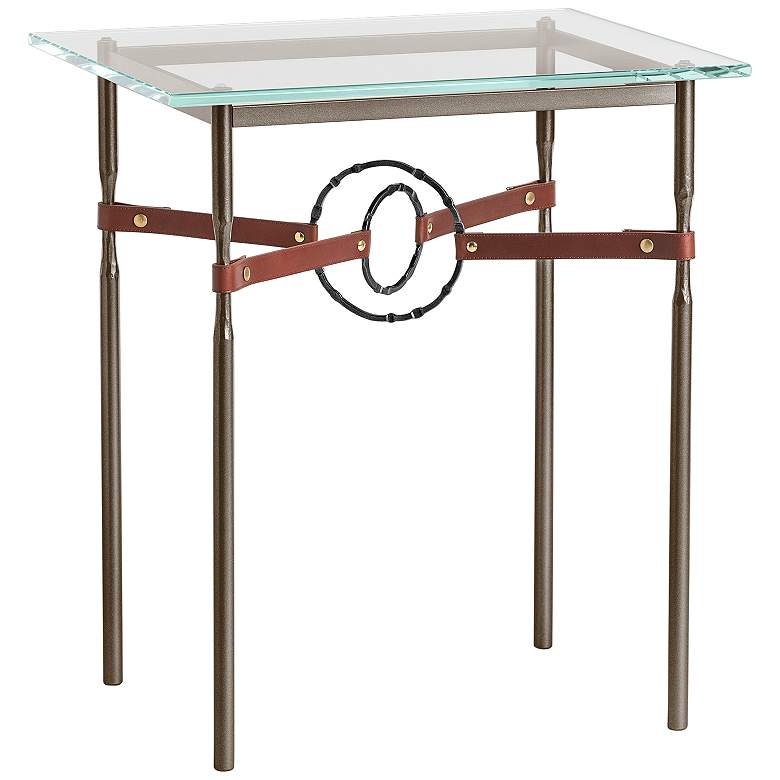 Equus 22 inchW Bronze Brown Straps with Black Rings Side Table