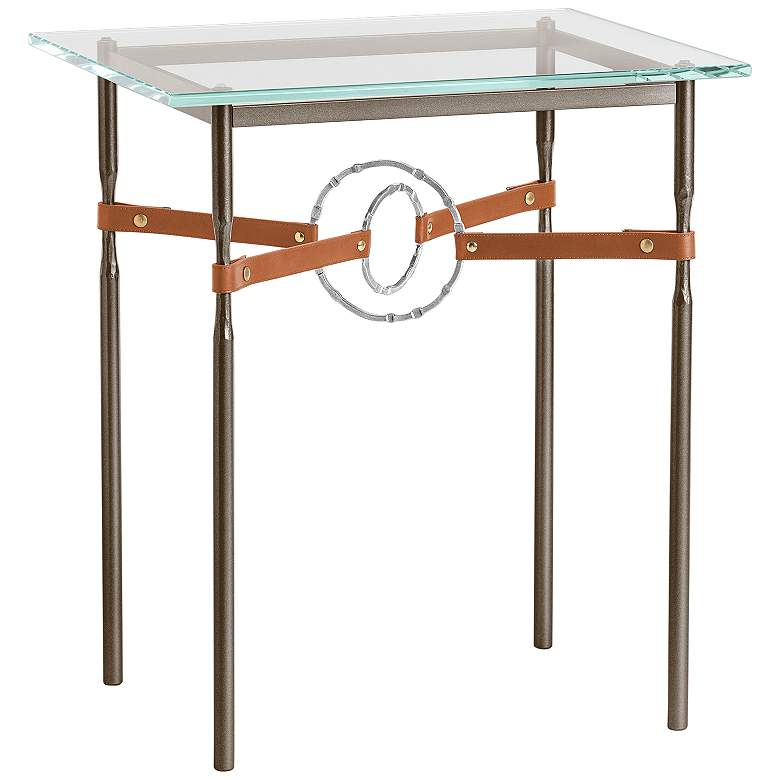 Image 1 Equus 22 inchW Bronze Chestnut Straps Sterling Rings Side Table