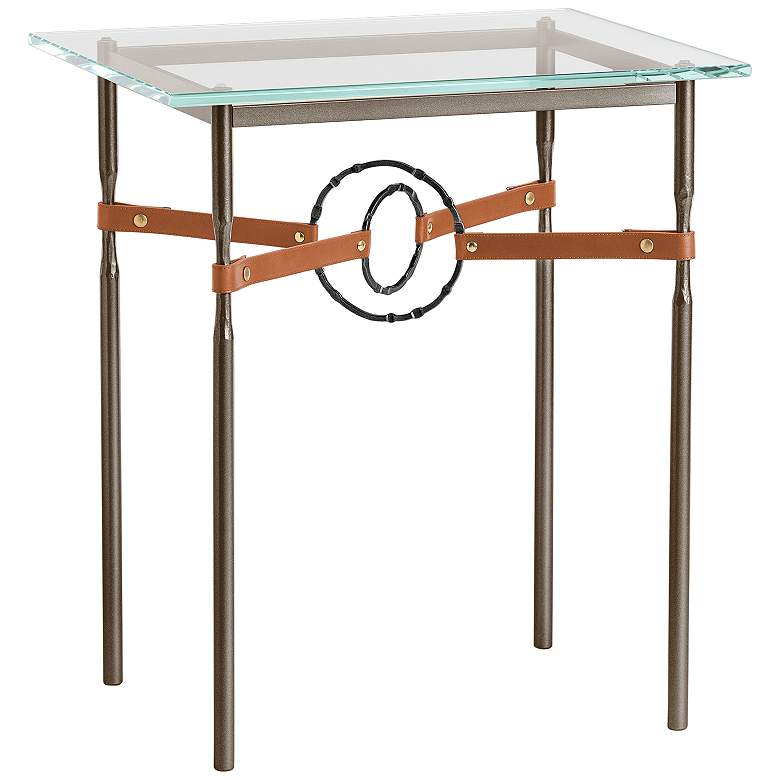 Image 1 Equus 22"W Bronze Chestnut Straps w/ Black Rings Side Table