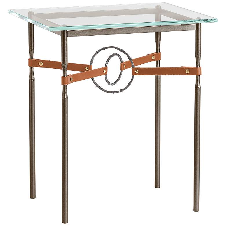 Equus 22&quot;W Bronze Chestnut Straps w/ Smoke Rings Side Table