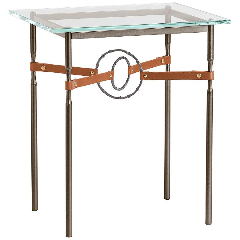 Image 1 Equus 22"W Bronze Chestnut Straps w/ Smoke Rings Side Table