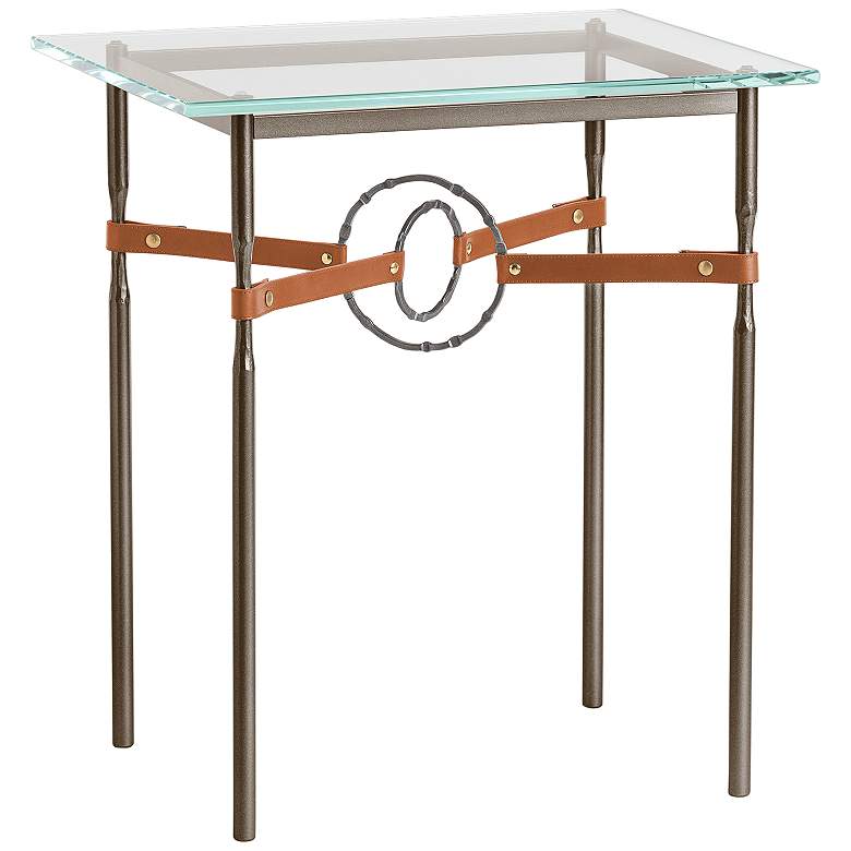 Image 1 Equus 22 inchW Bronze Chestnut Straps w/ Smoke Rings Side Table